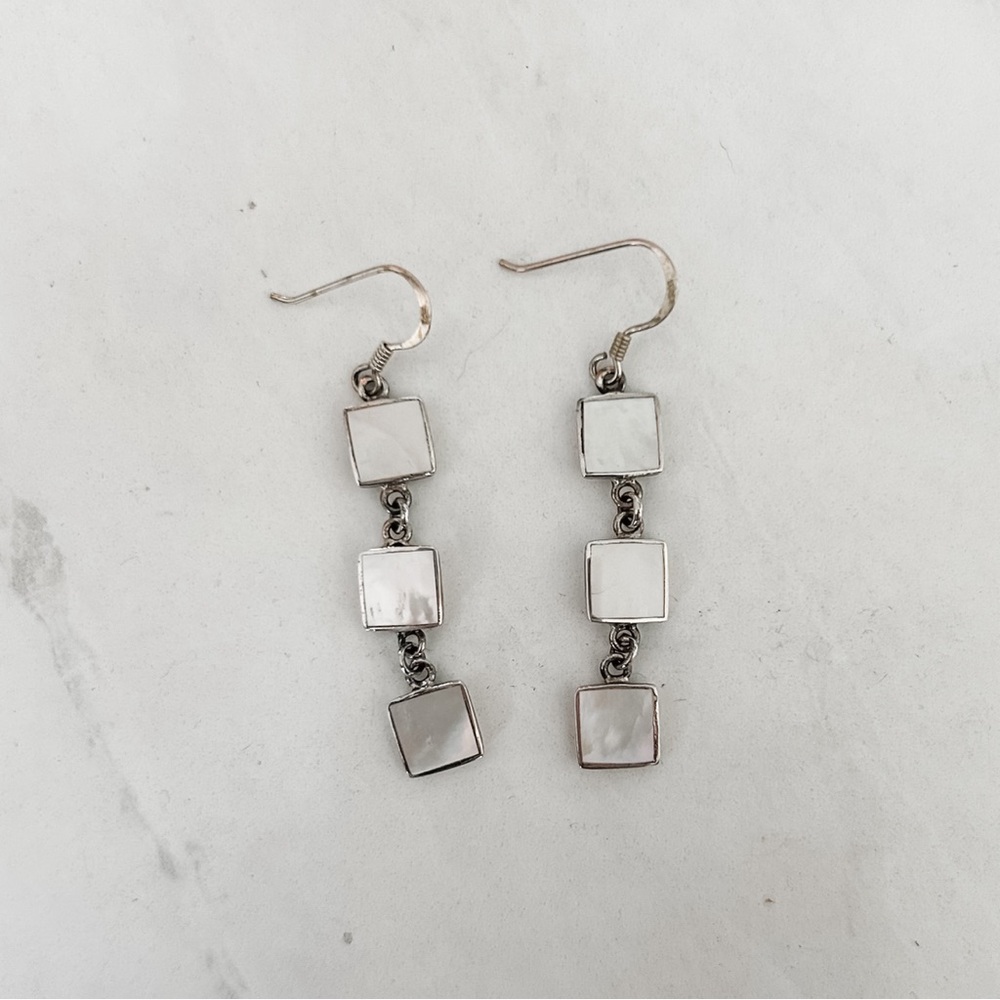 Mother of Pearl and Silver (925) Tiered Earrings